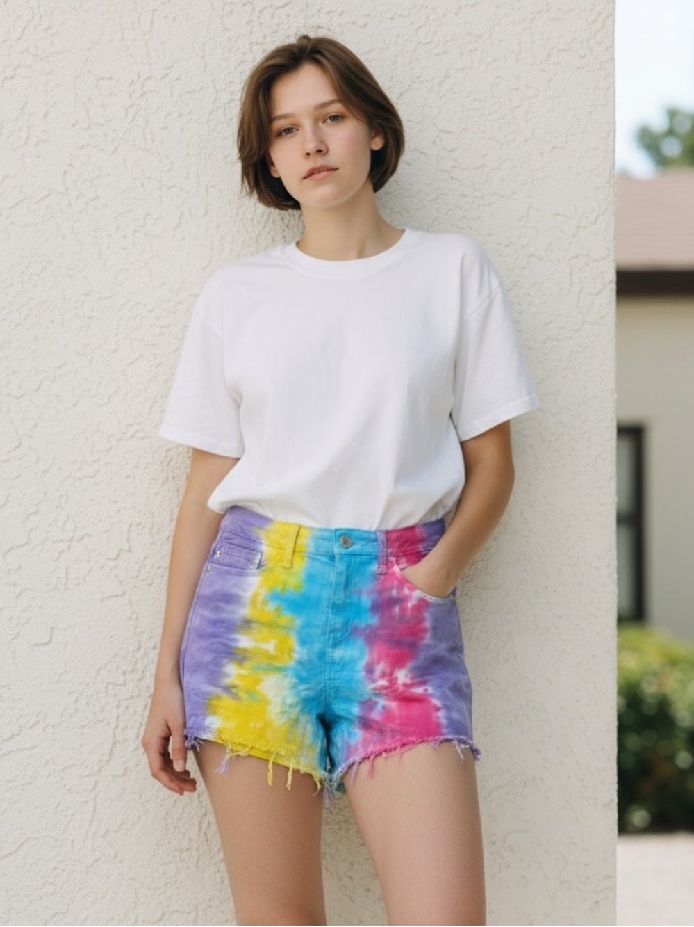 Judy Blue Tie Dyed Pink Purple Yellow Blue Shorts